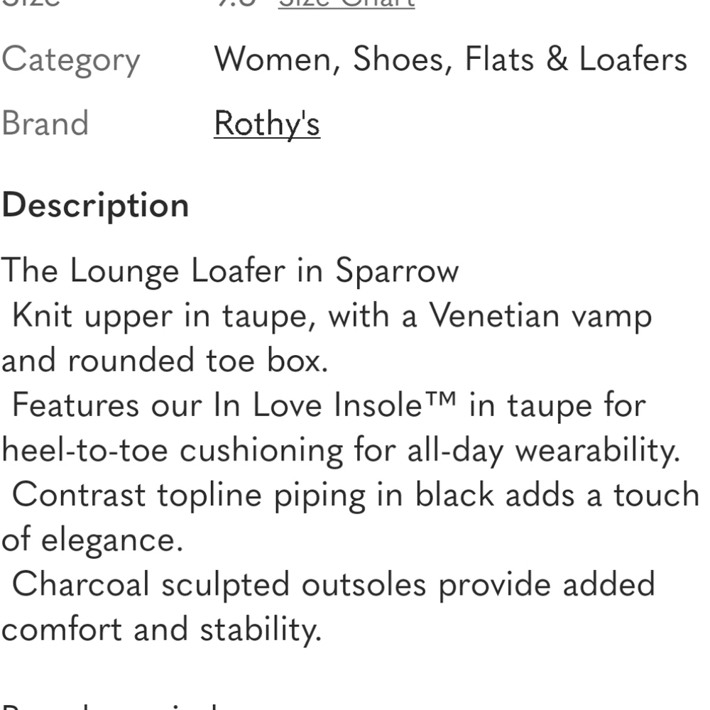 Rothys Sz 9.5 The Lounge Loafer In Sparrow - Picture 12 of 12
